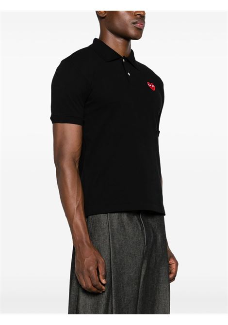 red emblem polo shirt unisex black COMME DES GARÇONS PLAY | AX-T006-0511